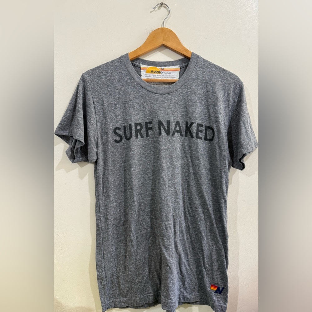 Aviator Nation Gray 'Surf Naked' Tee